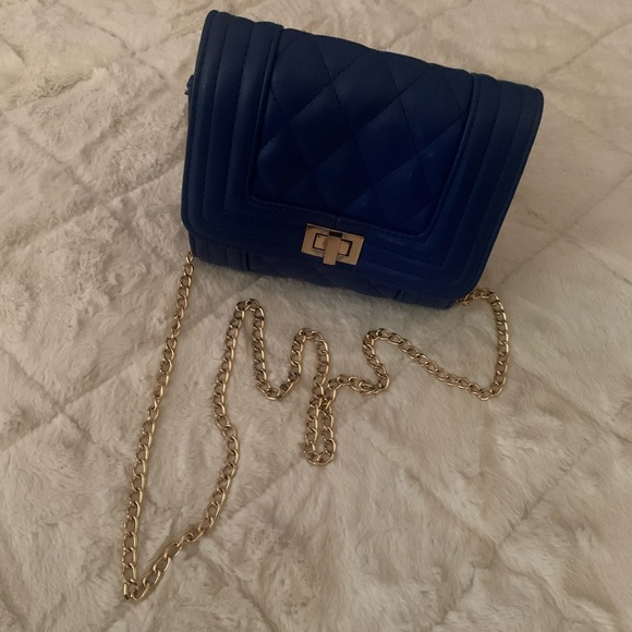 Blue Mini Purse with gold chain strap - Picture 2 of 2
